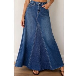 Vintage Earl Jeans Dark Blue Denim Maxi Skirt Y2K, boho, festival, Coachella
